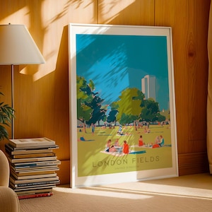 London  Fields Art Print | Colourful Park Wall Art | Fauvism Poster | Bold London Illustration | UK Travel Print | Modern Park Decor