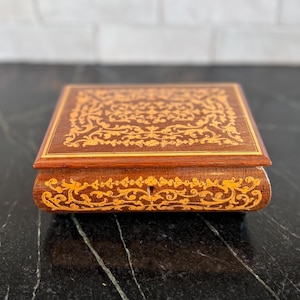 Inlaid wood Swiss jewelry box