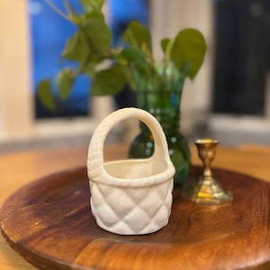 Ceramic basket in creamy white — quintessential cottagecore