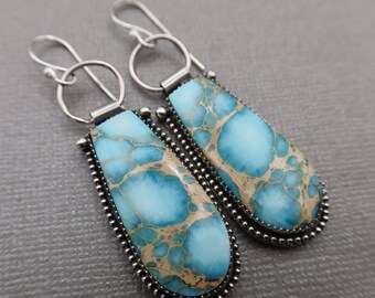 Sea Sediment Jasper Sterling Silver Metalsmith Earrings