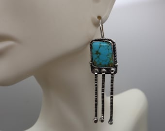 Tyrone Turquoise Fringe Chandelier sterling silver earrings