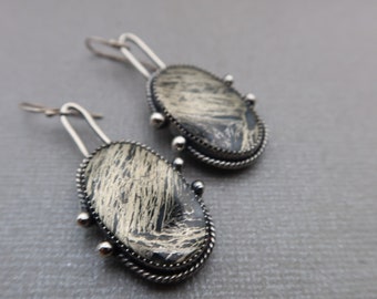 Feathered Pyrite Sterling Silver Artisan Earrings