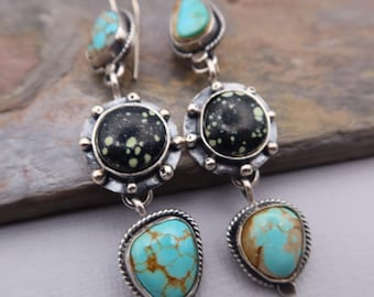 Number 8 Turquoise and New Landers Southwestern Sterling Silver Earrings