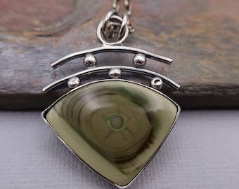 Royal Imperial Jasper Asian Style Sterling Metalsmith Pendant Necklace