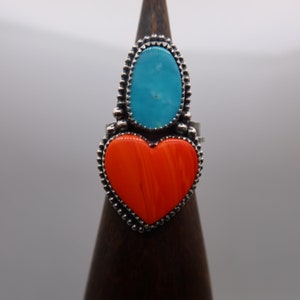 Rosarita and Turquoise Sterling Silver Metalsmith Ring