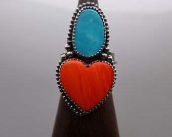 Rosarita en Turquoise Sterling Zilver Metalsmith Ring