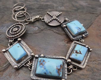 Southwestern Sterling Silver Gemstone Bracelet Lavender Turquoise