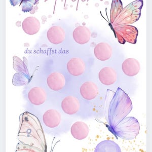 Tabella delle ricompense personalizzata – biglietto motivazionale per bambini – biglietto adesivo per bambina con nome – “Ce la puoi fare!” – farfalle