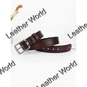 Brown Arrow Pattern Leather Belt, Stitched FULL GRAIN Leather Belt, Handcrafted Made in Pakistan, Heavy Duty, Gift for Him, Gift for Dad