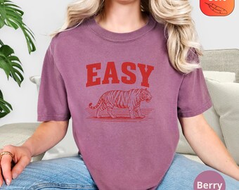 Retro Tiger Tee, Easy Tiger T-shirt, Vintage Tigers T-shirt&#39;s, Easy Tiger Shirt, Comfort Colors® Distressed Tiger Shirt, Easy Tiger Tee