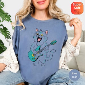 Cat Lovers Shirt, Rock Lovers Gift, Rock Cat Playing Guitar T-Shirt, Perfect for Cat Lovers and Rock Lovers Shirt, Funny Guitar Cat T-Shirt