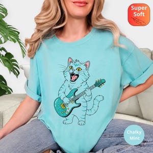Perfect for Cat Lovers and Rock Lovers Shirt, Funny Guitar Cat T-Shirt, Cat Lovers Shirt, Rock Lovers Gift, Rock Cat Playing Guitar T-Shirt