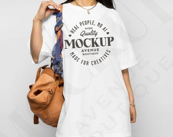 Comfort Colors® 1717 White Real Model Summer Influencer Aesthetic T-Shirt Diverse Mockup  (Digital Download)