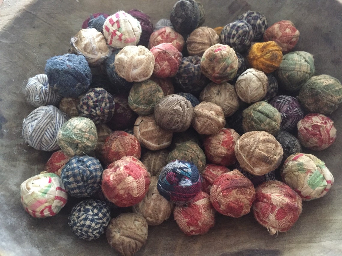 12 Ragballs Primitive Country Rag Balls farmhouse rustic Etsy