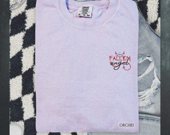 Fallen Angel Embroidered T-Shirt | minimalist devil shirt