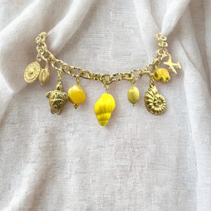 Necklace charms pendants stainless steel gold and yellow shell starfish fish birthday gift girl mother&#39;s day