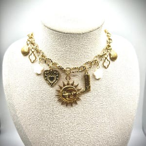 Necklace charms pendants stainless steel gold and yellow shell starfish fish birthday gift girl mother&#39;s day
