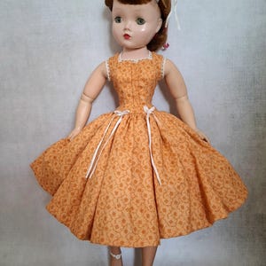 1950&#39;s Style Orange Dress for Cissy Doll or other 21&#39;&#39; Fashion Dolls, Handmade Doll Dress & Petticoat, Doll Clothing, Cissy Doll Dress