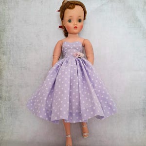 Strapless Lilac Polka Dot Dress for 21&#39;&#39; Cissy Doll, Doll Clothes, Doll Dresses, 50s Style Doll Dress, Handmade Dolls Dress for Cissy