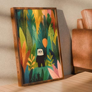 Imprimé panda pour chambre d'enfant, art mural animal de la jungle, cadeau d'anniversaire mignon pour chambre d'enfant, décoration de chambre de bébé