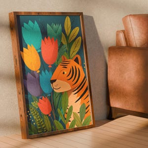 Tiger Nursery Print Jungle Animal Wall Art Cute Birthday Gift for Kids Baby Room Decor