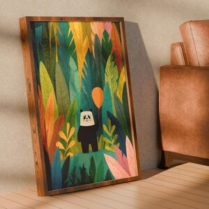 Impression de chambre de bébé panda, art mural d'animaux de la jungle, affiche de panda mignon pour chambre d'enfant, cadeau d'anniversaire de bébé pour garçons et filles