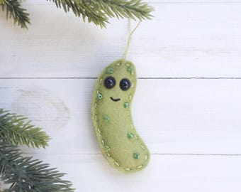 Handmade Wool Felt Pickle Ornament – Quirky Christmas Decor | Bag Charm | Backpack Charm | Keychain