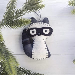 wool felt raccoon plush toy christmas ornament mobile attachment rear view mirror decoration