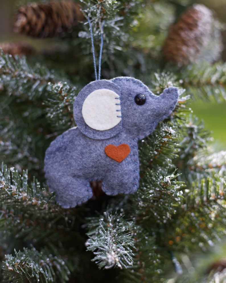 Wool Felt Elephant Christmas Ornament Gift Key Chain Mobile Etsy UK