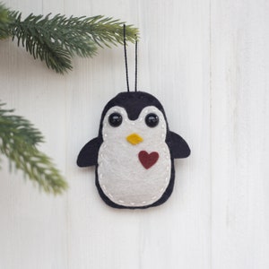 wool felt penguin christmas ornament