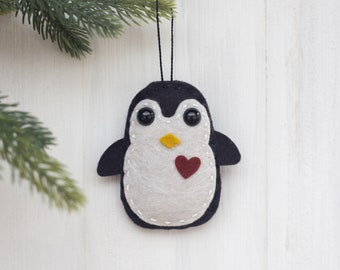 wool felt penguin christmas ornament
