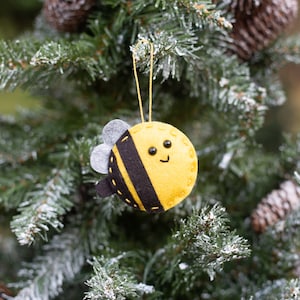 Adorable Handmade Wool Felt Bumblebee: Ornament, Keychain or Bag Charm for Bee-Lovers
