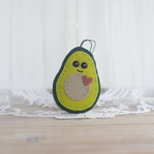 wool felt avocado christmas ornament / keychain / mobile attachment / rearview mirror decoration image 2