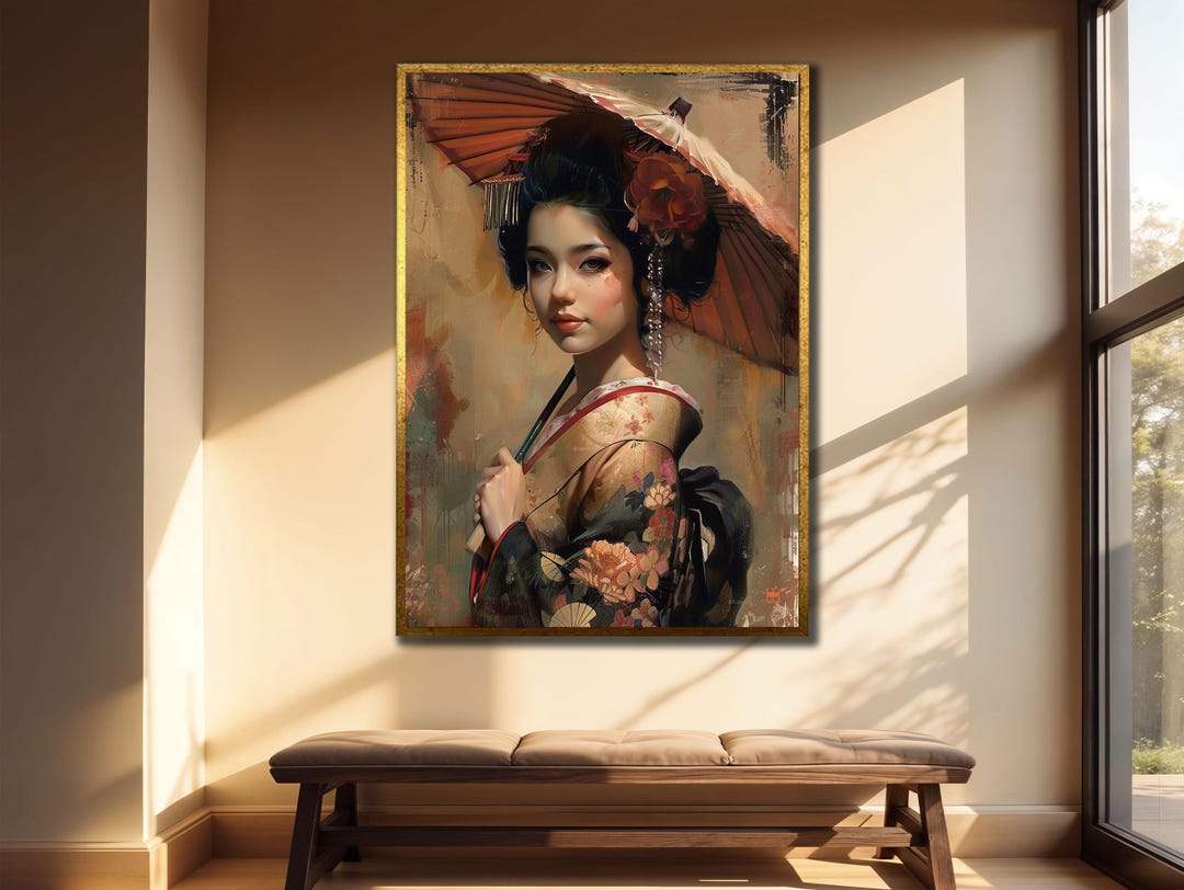 Geisha Portrait Canvas Print: Japanese Art Decor, Framed Wall Art - Etsy