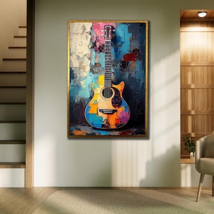 Guitar Wall Art, Musical Art Print, Elegant Guitar Poster, Music Wall Decor, Wall Art Musical Instruments, Paintings of Guitar,Guitar Poster