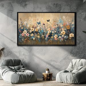 Wild Flowers Canvas, Flower Wall Art, Floral Canvas Painting, Minimalist Wall Print, Botanical Wall Print, Vintage Wildflower Wall Decor