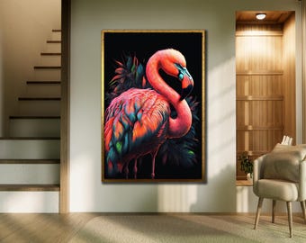 Pink Flamingo Canvas Print: Tropical Animal Wall Art, Ready to Hang