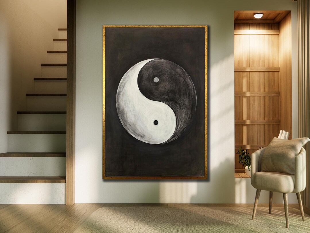 Yin Yang Canvas Art: Minimalist Black and White Zen Decor - Etsy