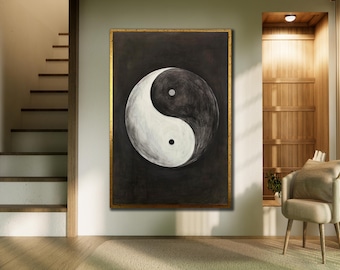 Yin Yang Canvas Art: Minimalist Black and White Zen Decor