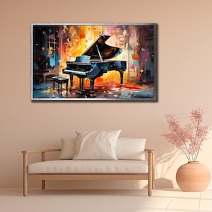 Abstract Piano Wall Art, Musical Frame Print,Colorful Piano Poster, Music Wall Decor, Office Wall Decor, Pianist Canvas, Grand Piano Artwork