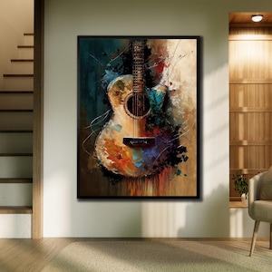 Guitar Wall Art, Musical Art Print, Elegant Guitar Poster, Music Wall Decor, Wall Art Musical Instruments, Paintings of Guitar,Guitar Poster
