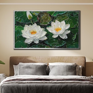 Lotus-Porträt auf Leinwand, Lotus-Blumen-Wand-Kunst, Blumenplakat, Zen-Wand-Dekor, Leinwand oder Plakat, fertig zum Aufhängen Dekoration, Wohnzimmer-Dekor