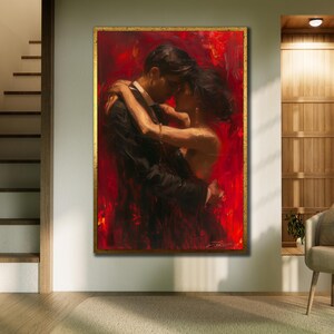 Tango Couple Wall Art, Musical Art Print, Romantic Poster, Lover Wall Decor, Office Wall Decor, Tango Dancer Canvas,Perfect Gift for Couples