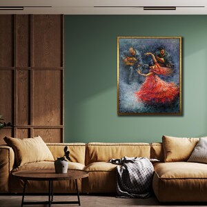 Flamenco Dancer Canvas Print, Dance Wall Art,Canvas Painting, Minimalist Wall Print, Spanish Dance Wall Decor, Flamenco Wall Art Framed