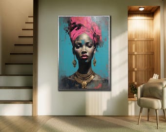 African Woman Canvas Print: Colorful Ethnic Wall Art
