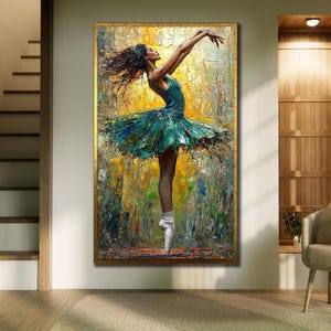 Ballerina Canvas Print, Dance Wall Art,Canvas Painting, Minimalist Ballet Wall Print, Elegant Ballerina Wall Decor,Ballerina Wall Art Framed