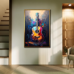 Guitar Wall Art, Musical Art Print, Elegant Guitar Poster, Music Wall Decor, Wall Art Musical Instruments, Paintings of Guitar,Guitar Poster