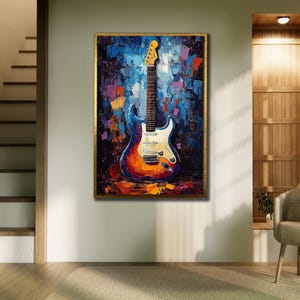 Guitar Wall Art, Musical Art Print, Elegant Guitar Poster, Music Wall Decor, Wall Art Musical Instruments, Paintings of Guitar,Guitar Poster
