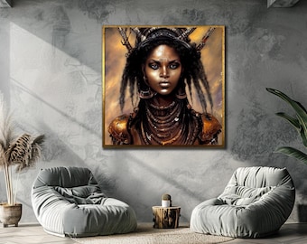 Indigenous Woman Canvas Art: Tribal Portrait Print, Framed Wall Art