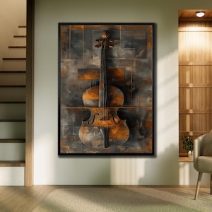 Brown Violin Wall Art, Musical Art Print, Elegant Violin Poster, Music Wall Decor, Wall Art Musical Instruments, Paintings of Musicians